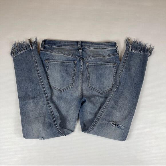 Free People Skinny Jeans Frayed Raw Distressed Women’s Size 27 Blue - Picture 4 of 10